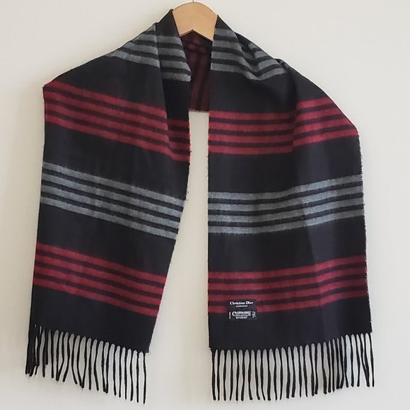 Dior Other - Vtg Christian Dior Cashmaire stripe Fringe Scarf
